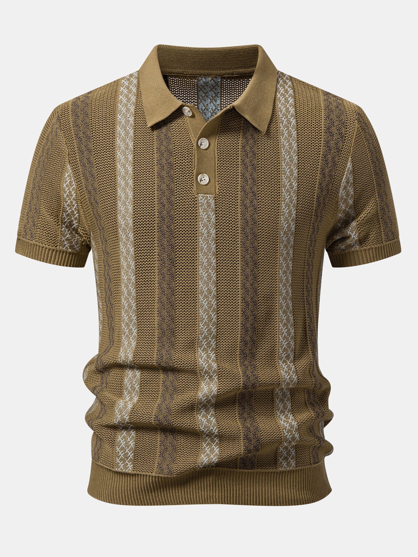 Striped Textured Knit Polo