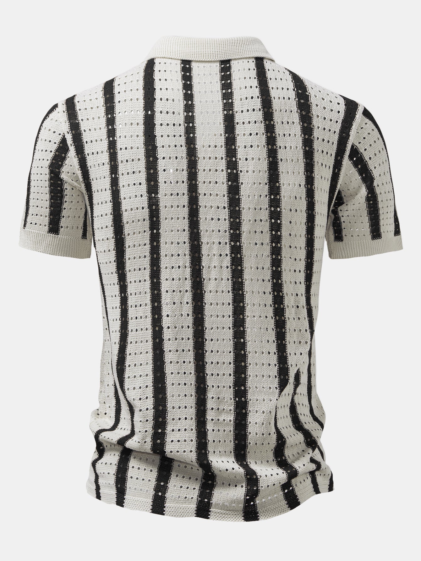 Stripe Open Knit Shirt & Straight Leg Linen Pants