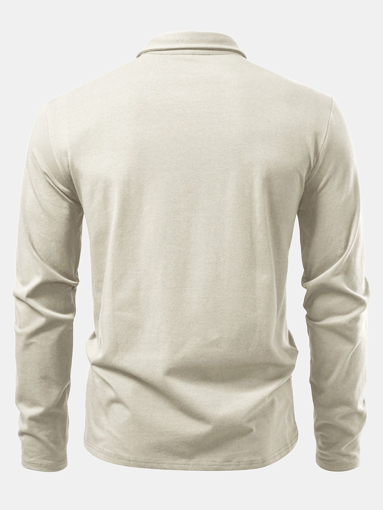 Solid Long Sleeve Cotton Polo Shirt