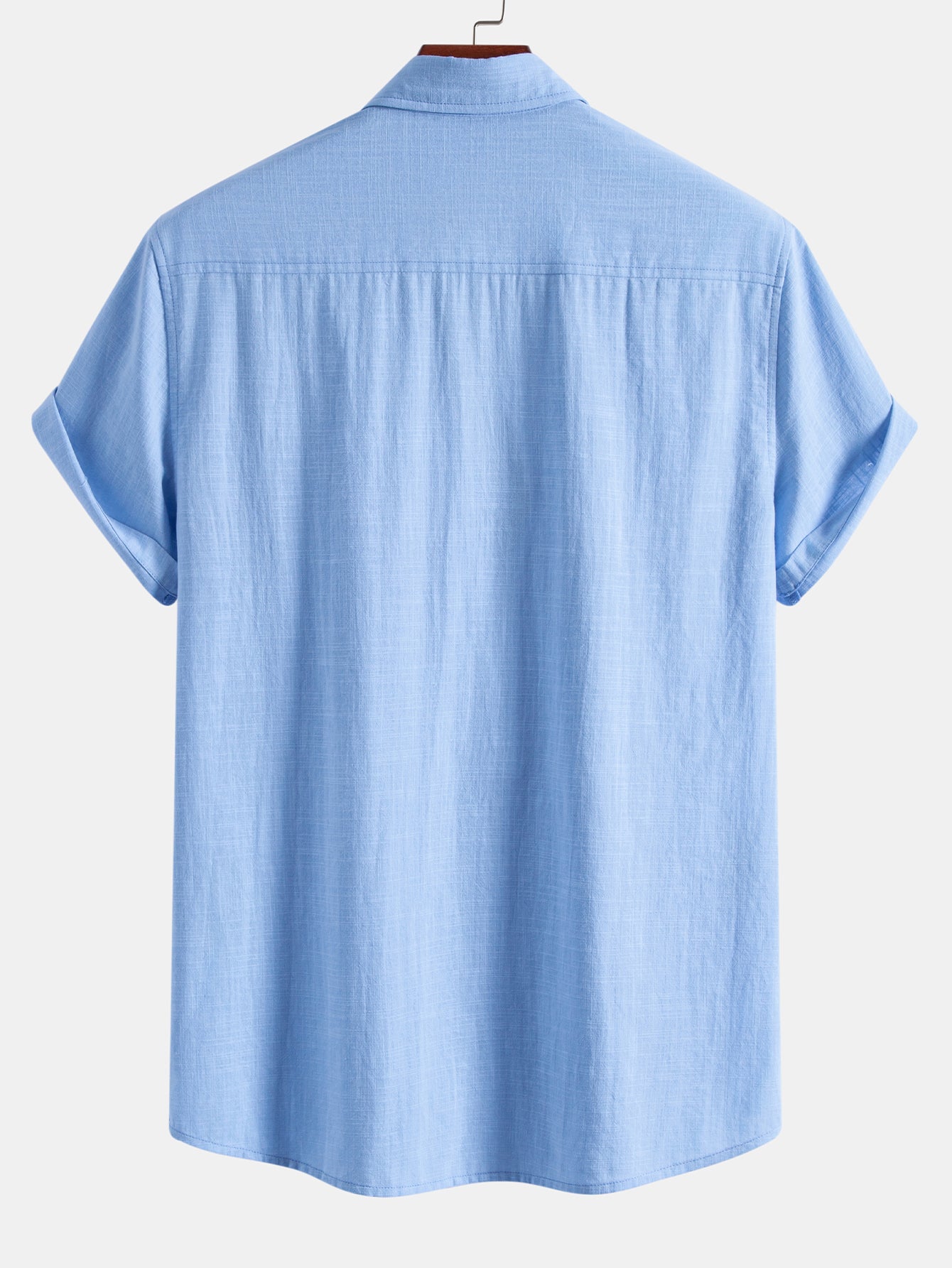 Short Sleeve Linen Look Button Up Shirt
