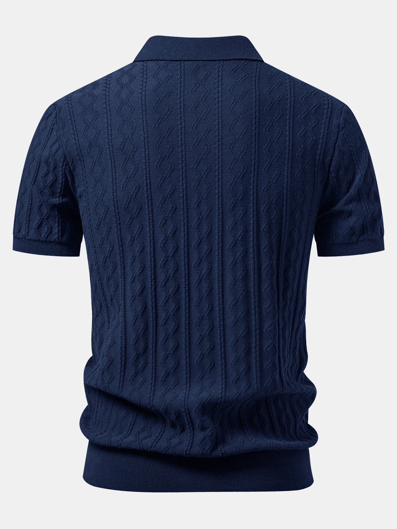 Geometric Jacquard Johnny Collar Knit Polo