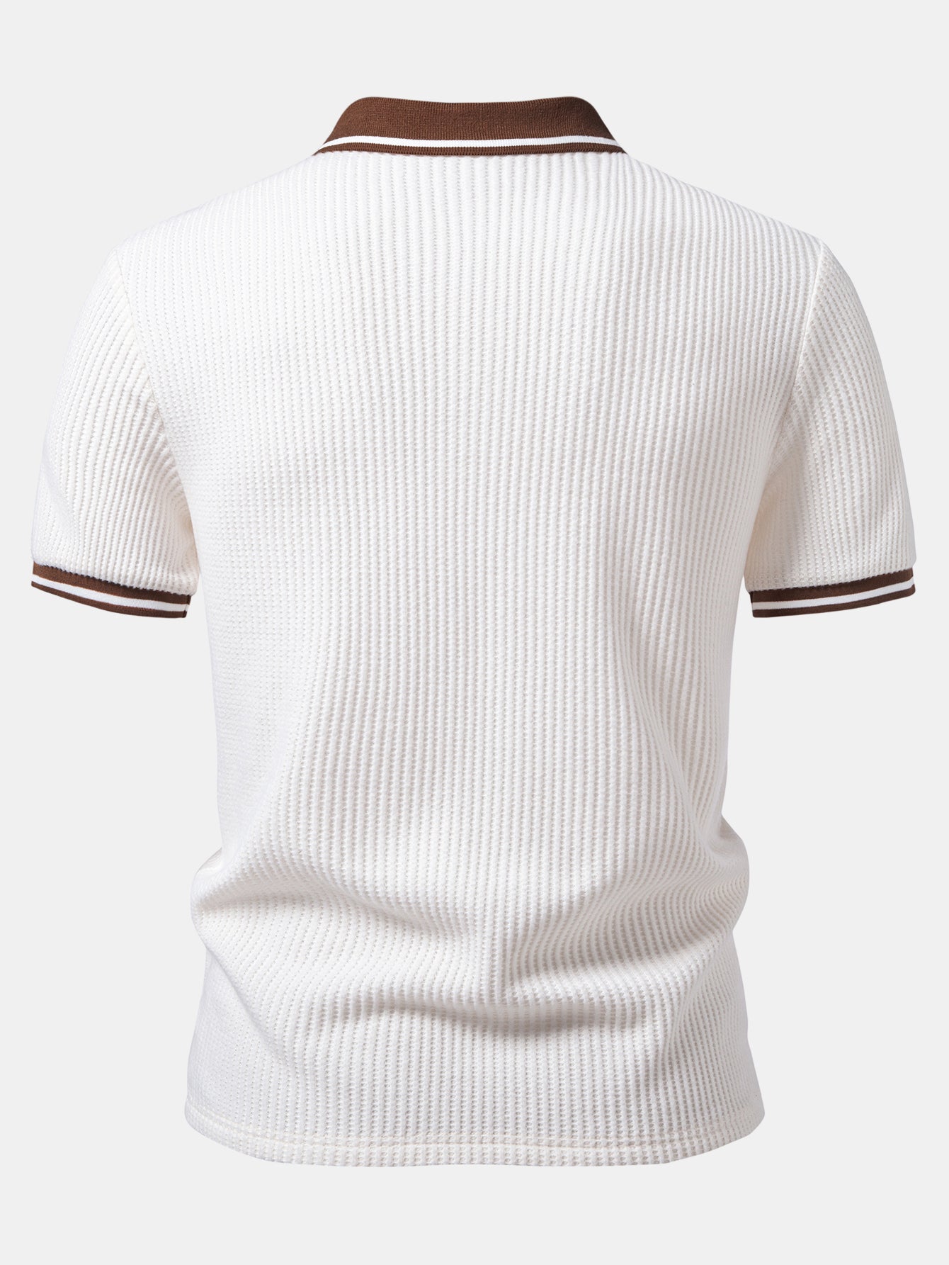 Contrast Stripe Trim Waffle Polo