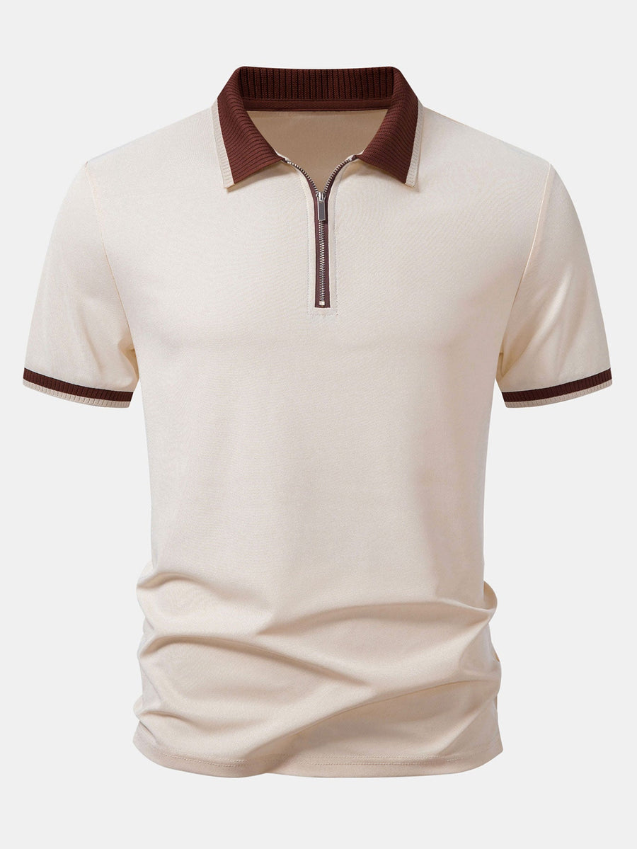 Contrast Trim Zipper Polo