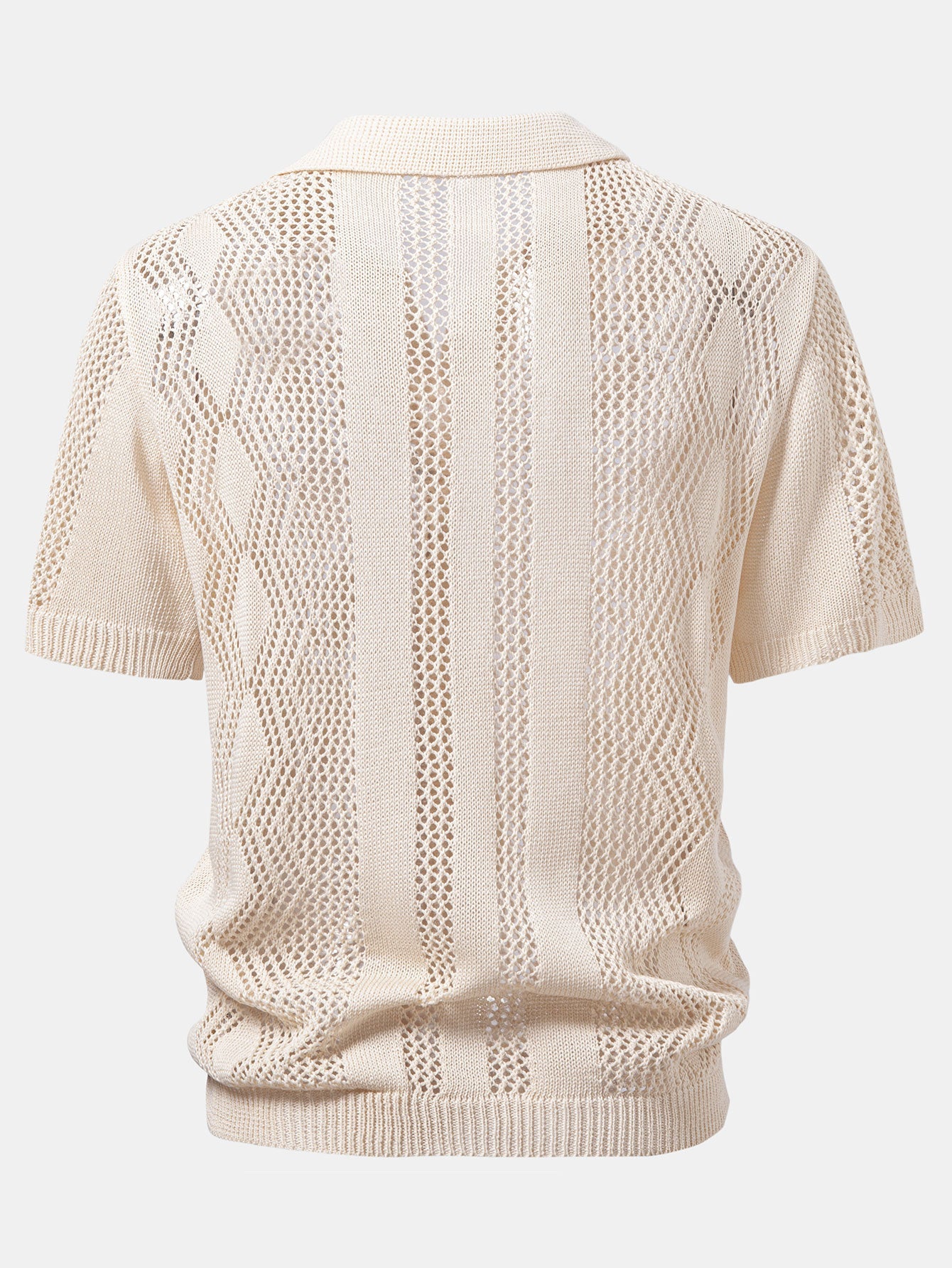 Relax Fit Geometry Crochet V Neck Knit Polo & Straight Leg Linen Pants