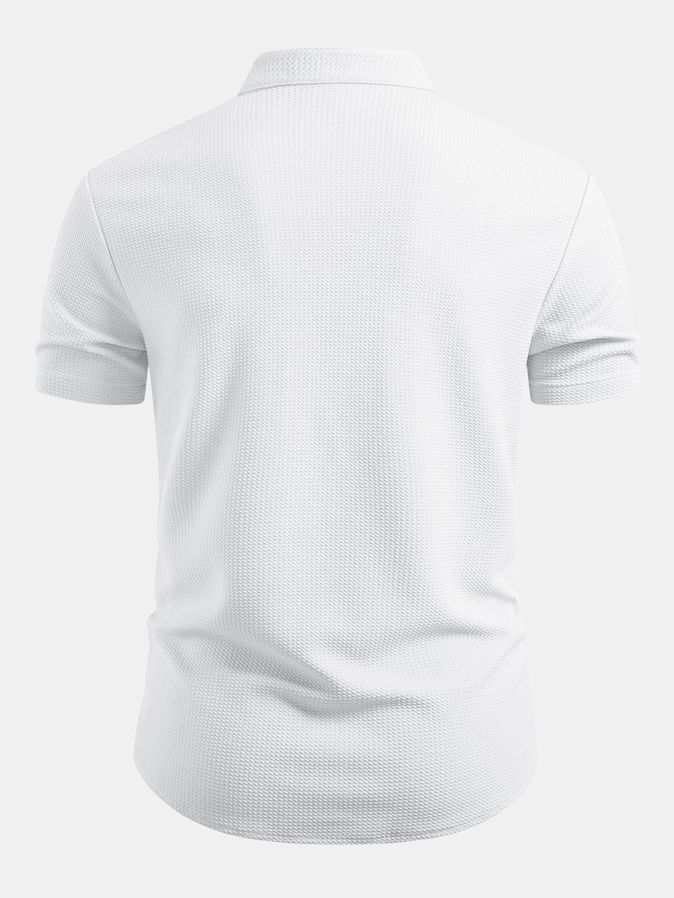 Muscle Fit Textured Stand Collar Shirt