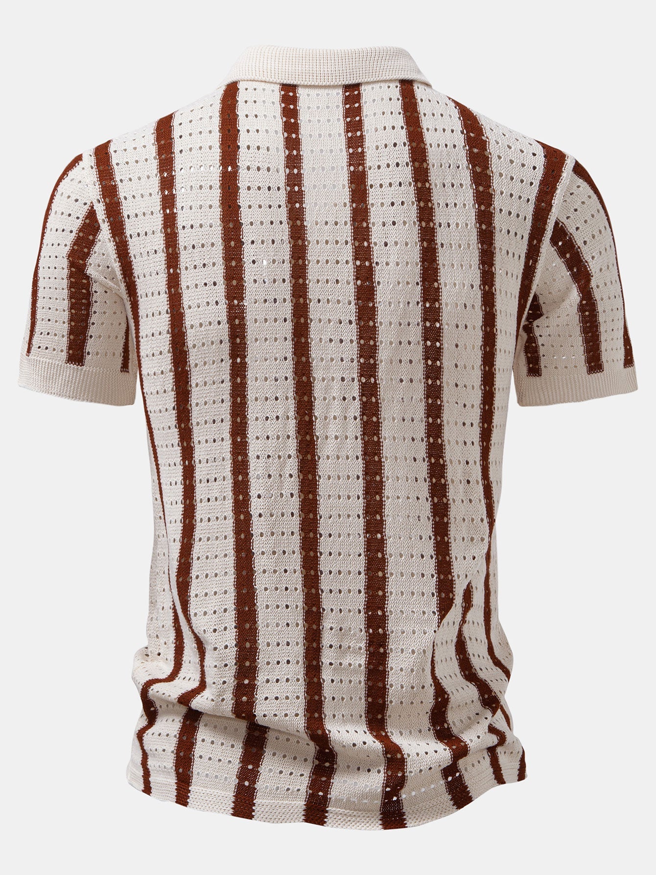 Stripe Open Knit Shirt & Straight Leg Linen Pants