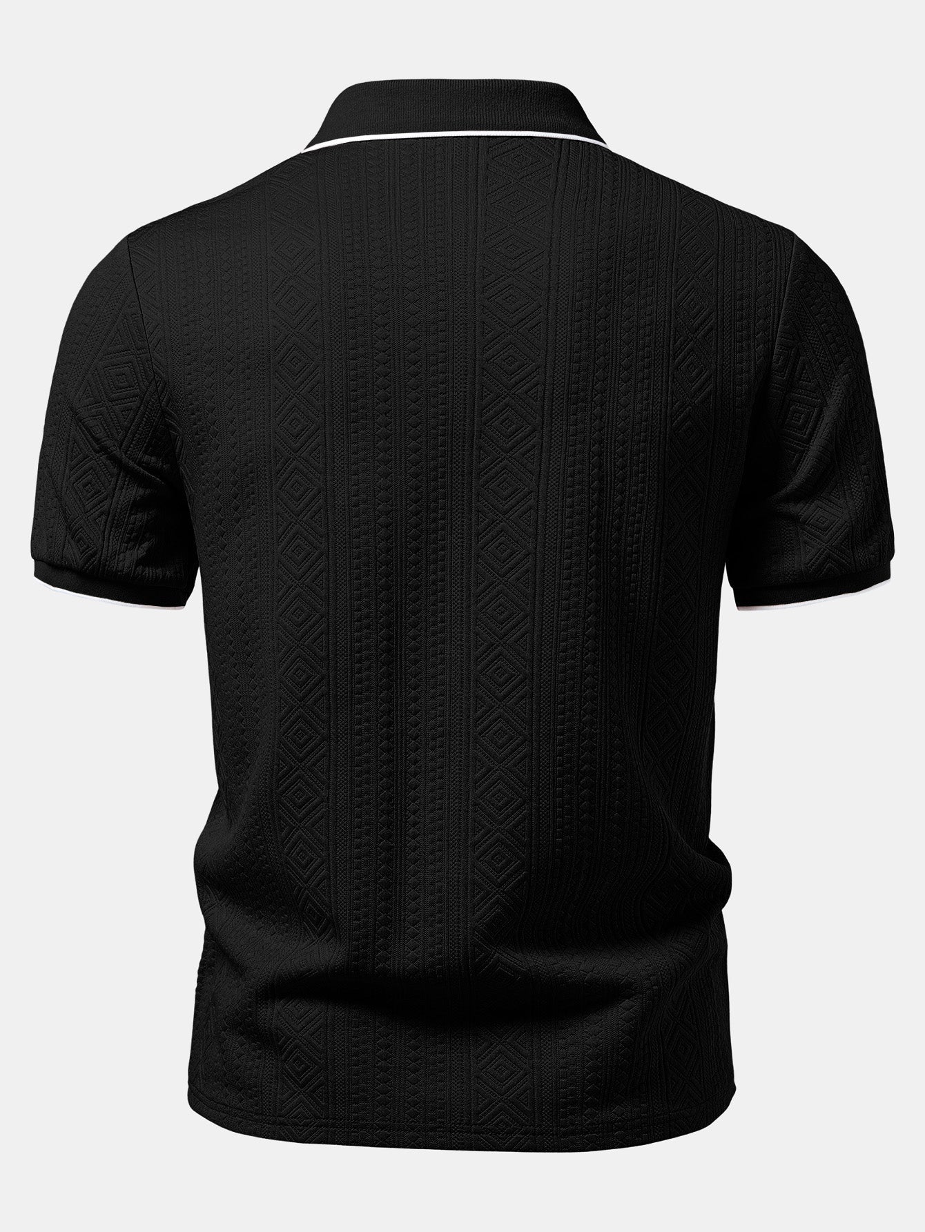 Geometric Jacquard V Neck Polo