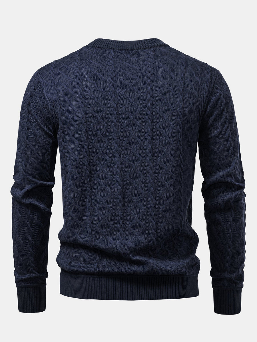 Geometric Jacquard Crew Neck Sweater