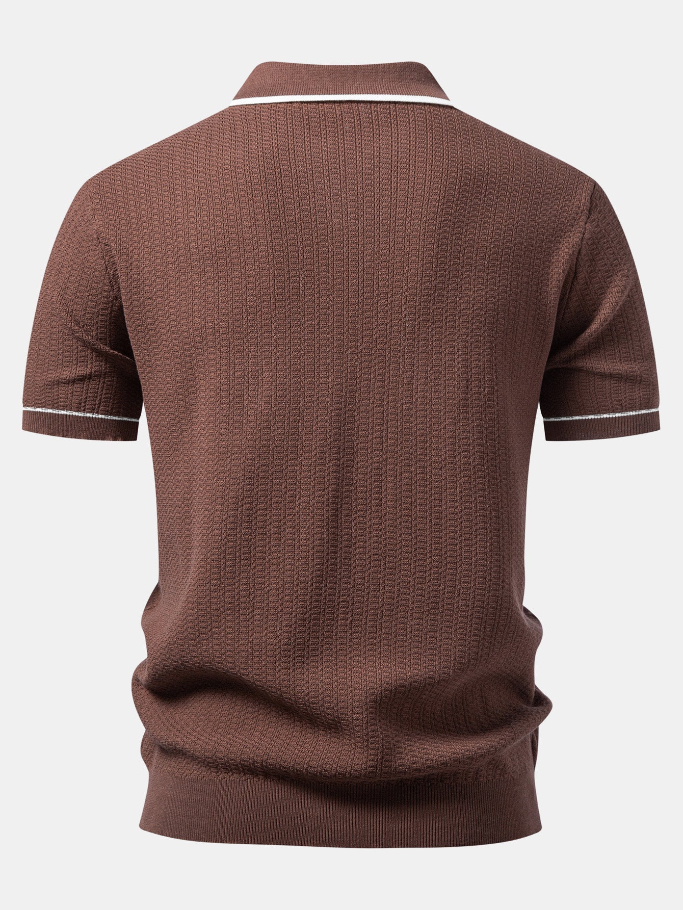 Contrast Trim Johnny Collar Knit Polo