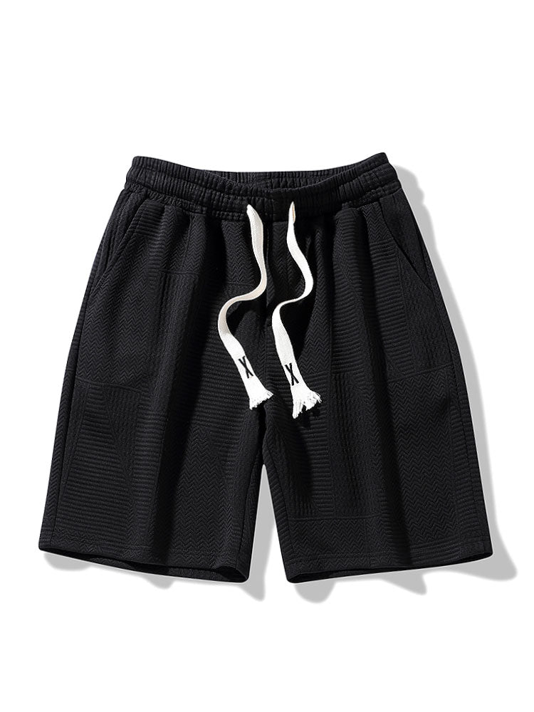 Short Sleeve Geometry Textured Cuban Shirt & Shorts