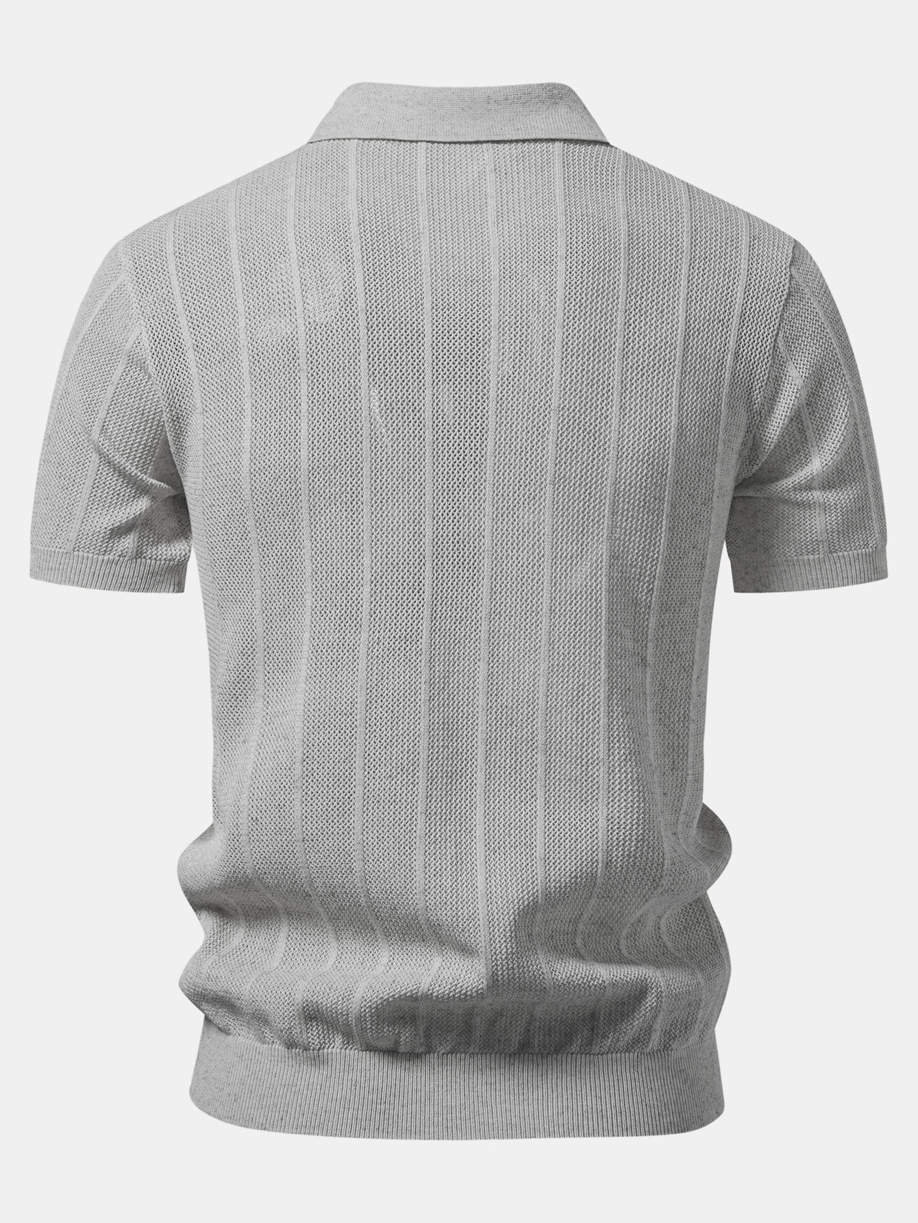 Linen Stripe Open Knit Polo