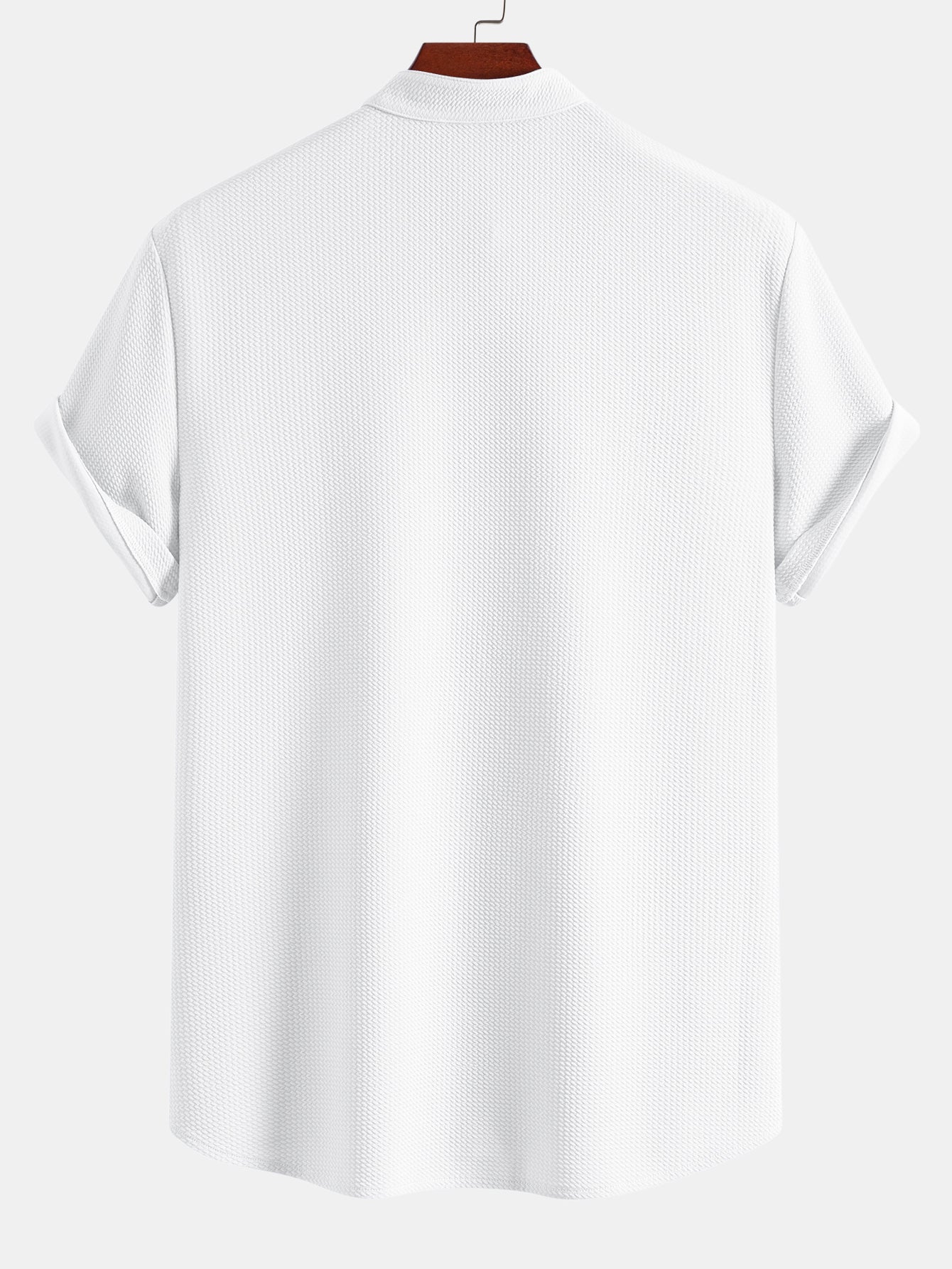 Muscle Fit Textured Stand Collar Shirt