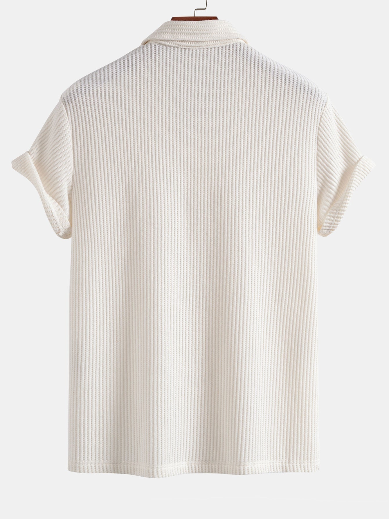 Short Sleeved Waffle Polo & Drawstring Knitted Waffle Shorts