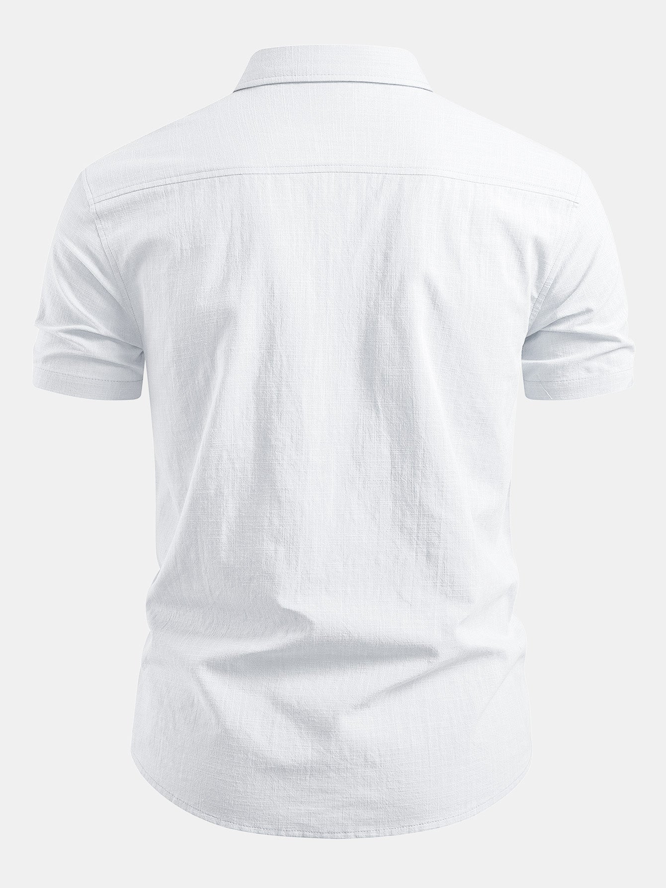 Short Sleeve Linen Look Button Up Shirt