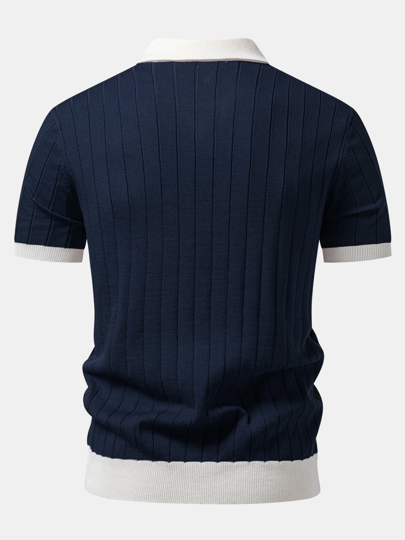 Contrast Trim Stripe Johnny Collar Polo
