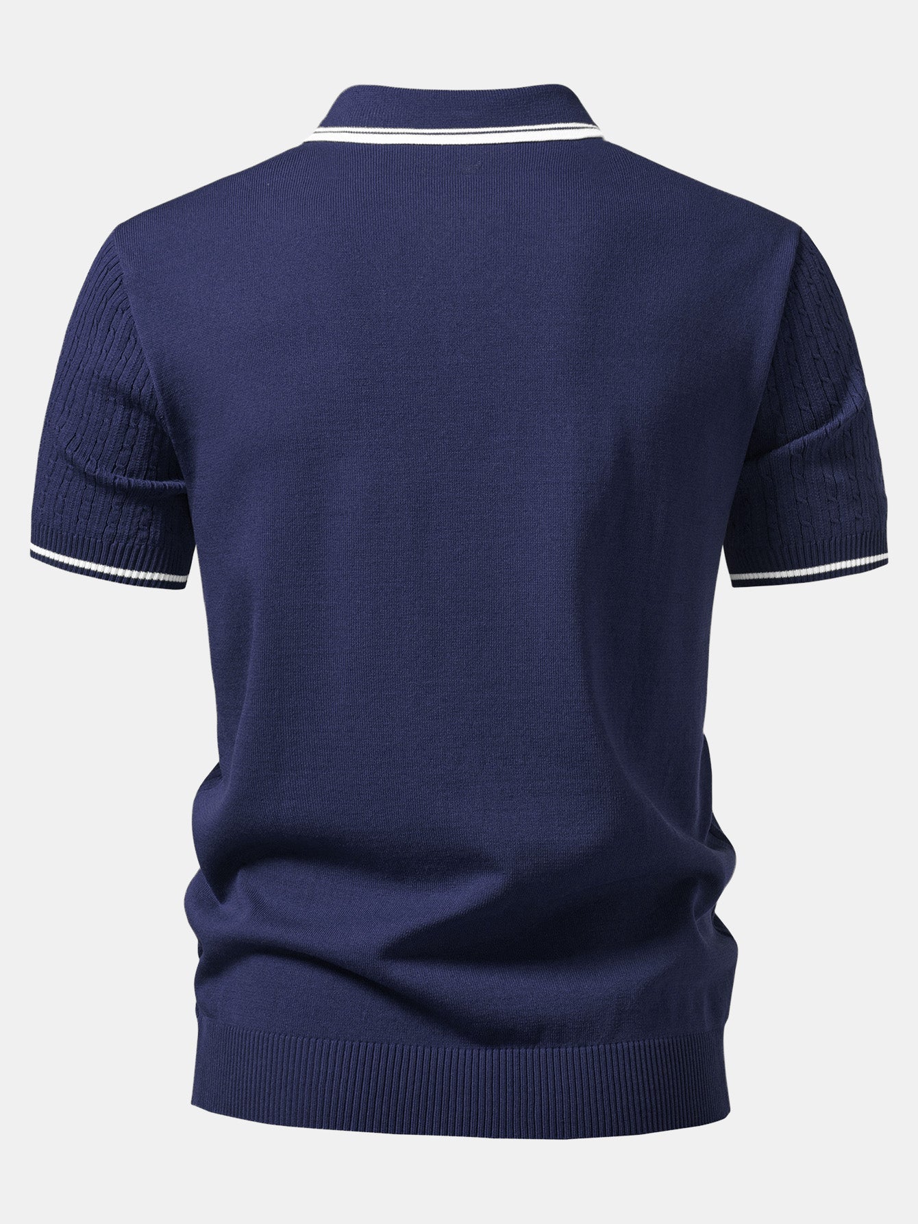 Contrast Trim Twisted Jacquard Knit Polo