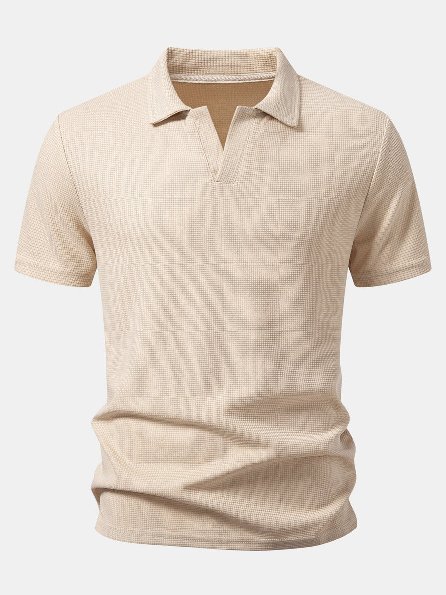 Waffle V Neck Polo