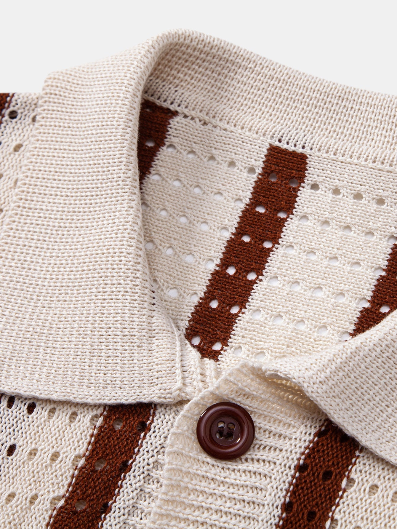 Stripe Open Knit Shirt & Straight Leg Linen Pants