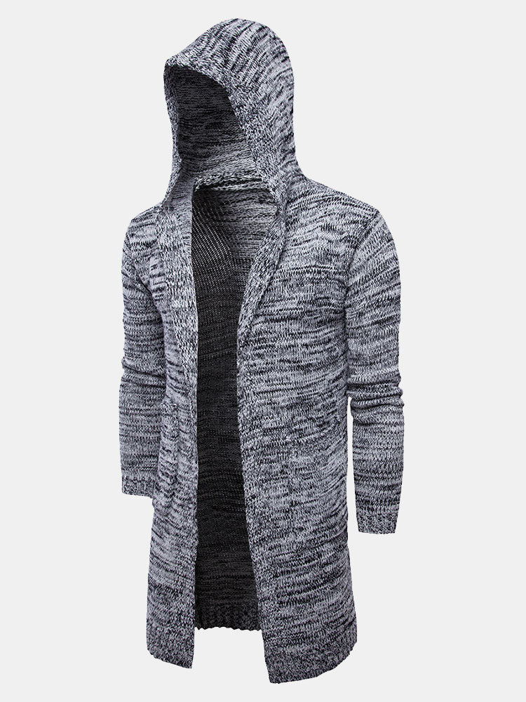 Long Line Hooded Knitted Cardigan