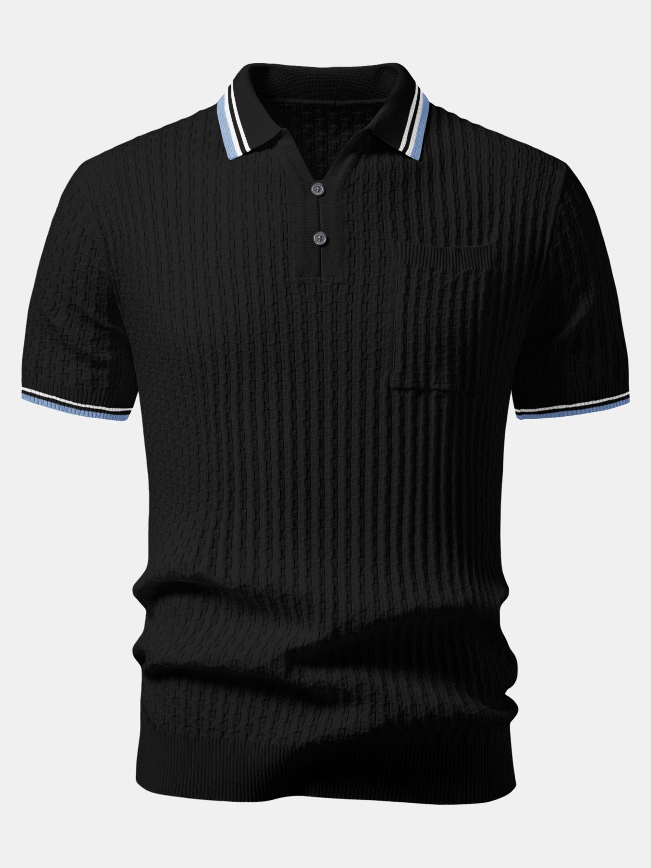 Contrast Trim Textured Knit Polo