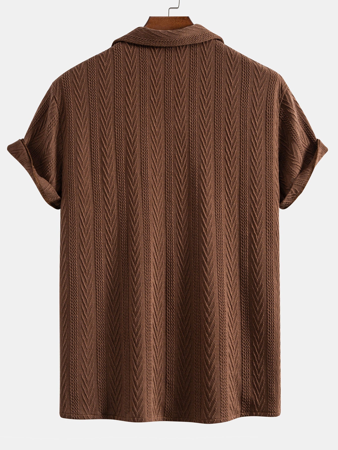 Texture Jacquard Cuban Shirt & Crinkled Textured Drawstring Shorts