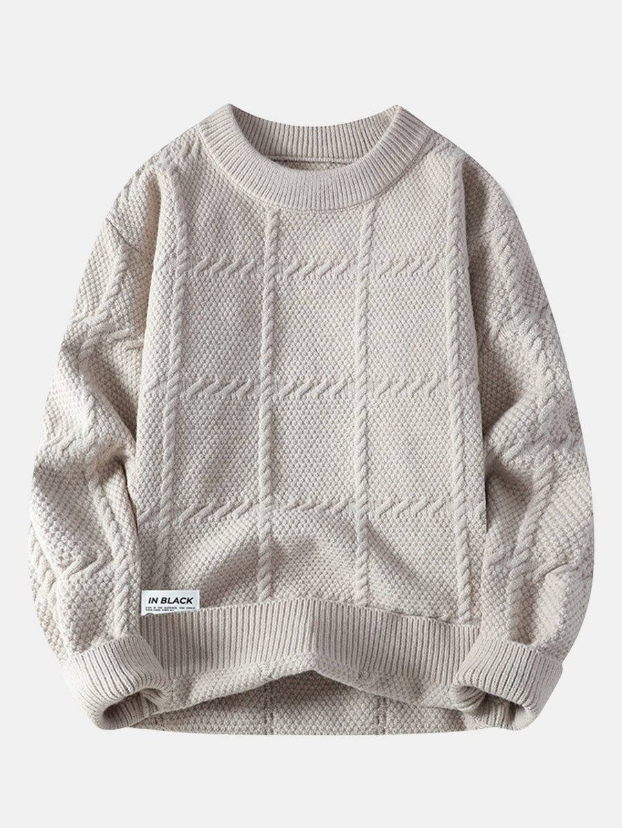 Plaid Crew Neck Knit Sweater
