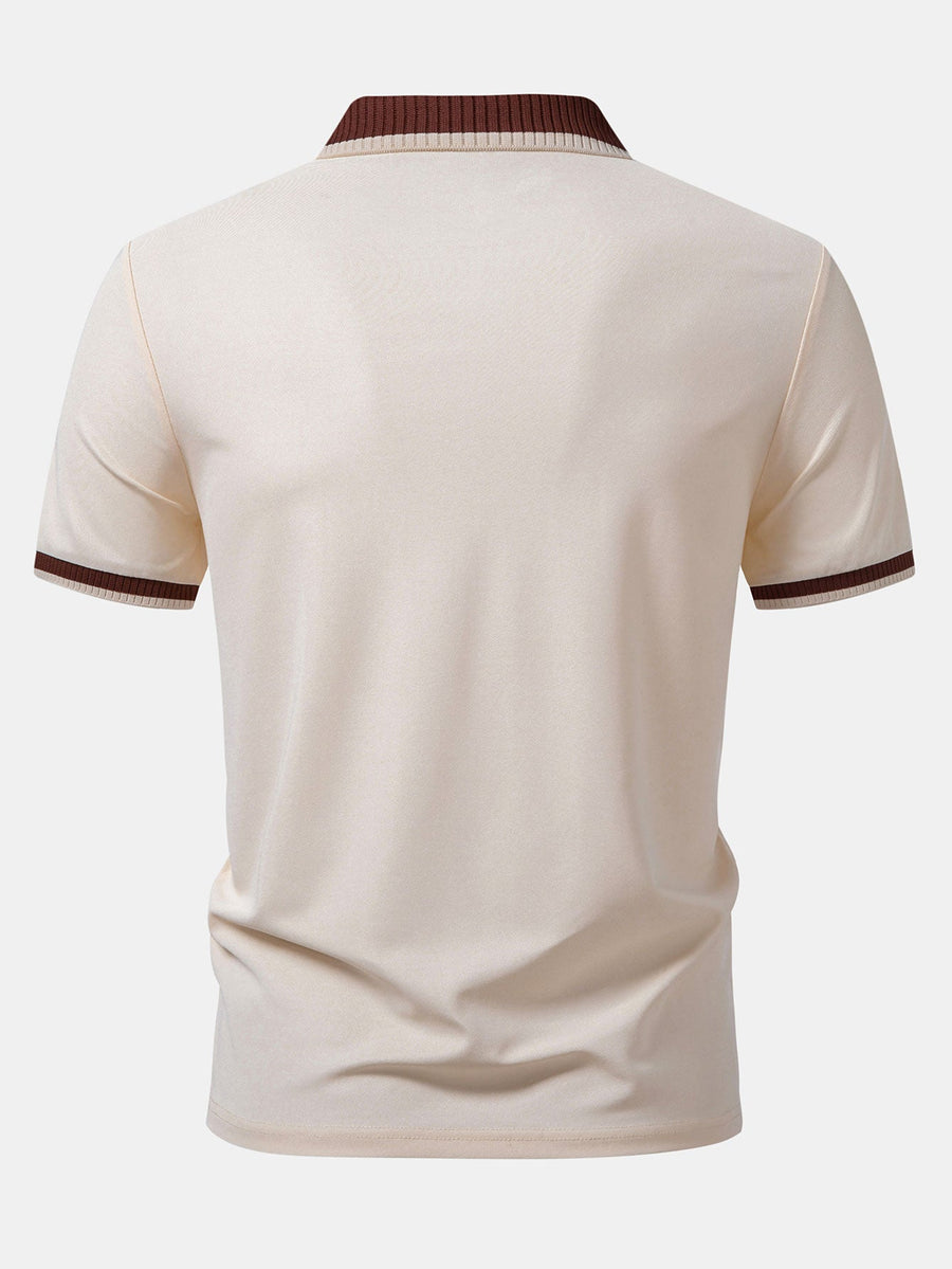 Contrast Trim Zipper Polo