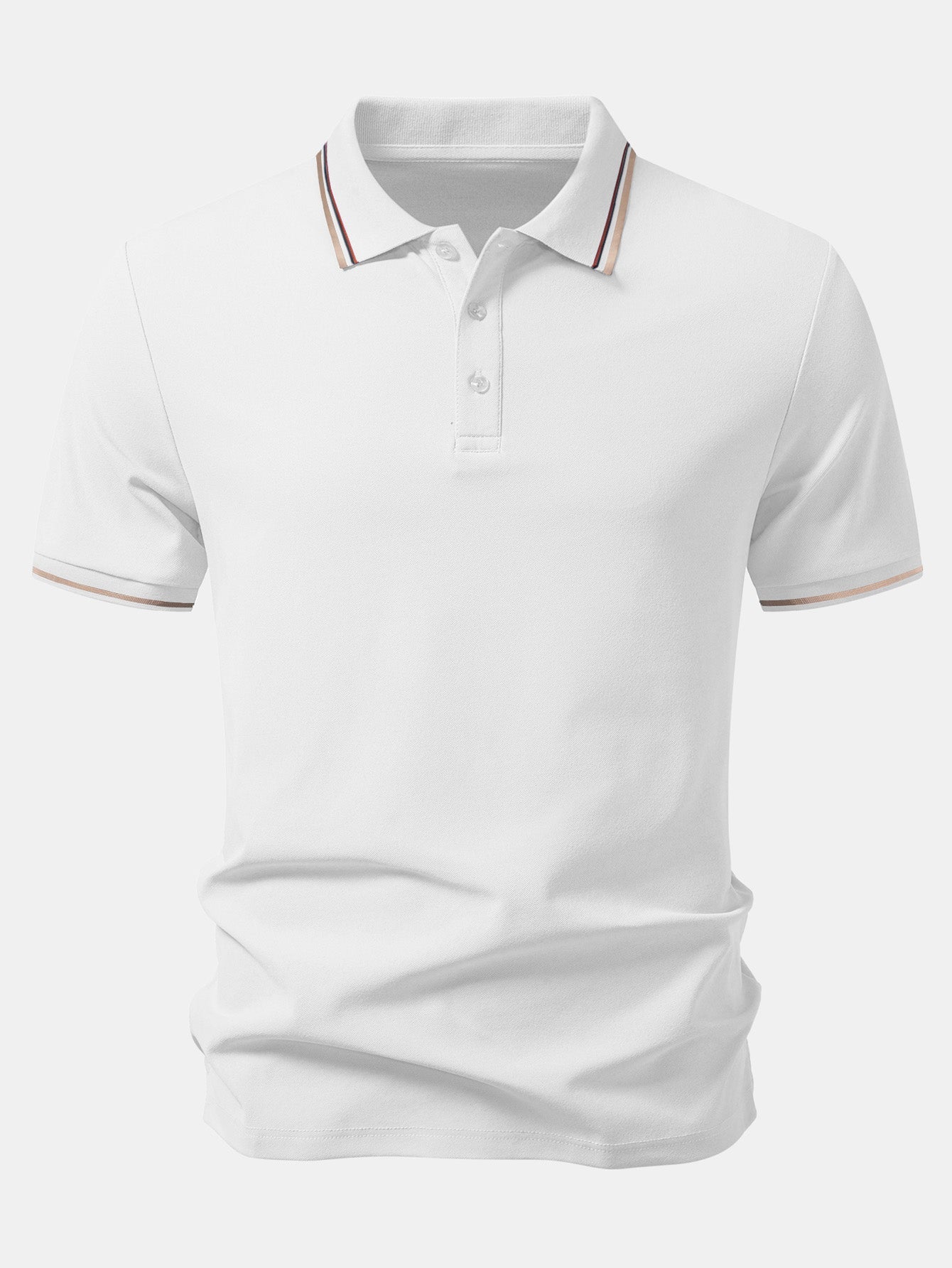 Contrast Striped Trim Pique Polo