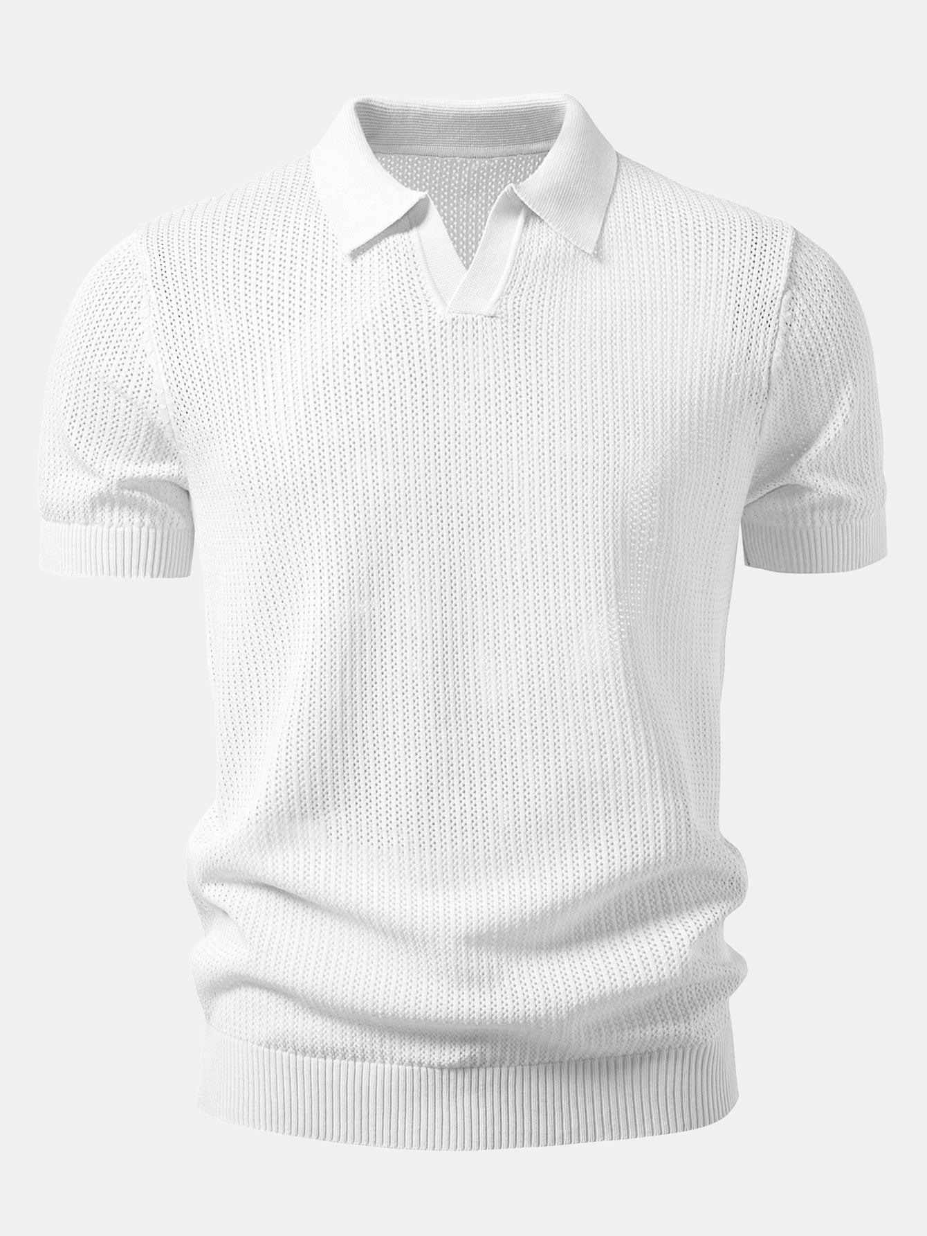 Johnny Collar Open Knit Polo