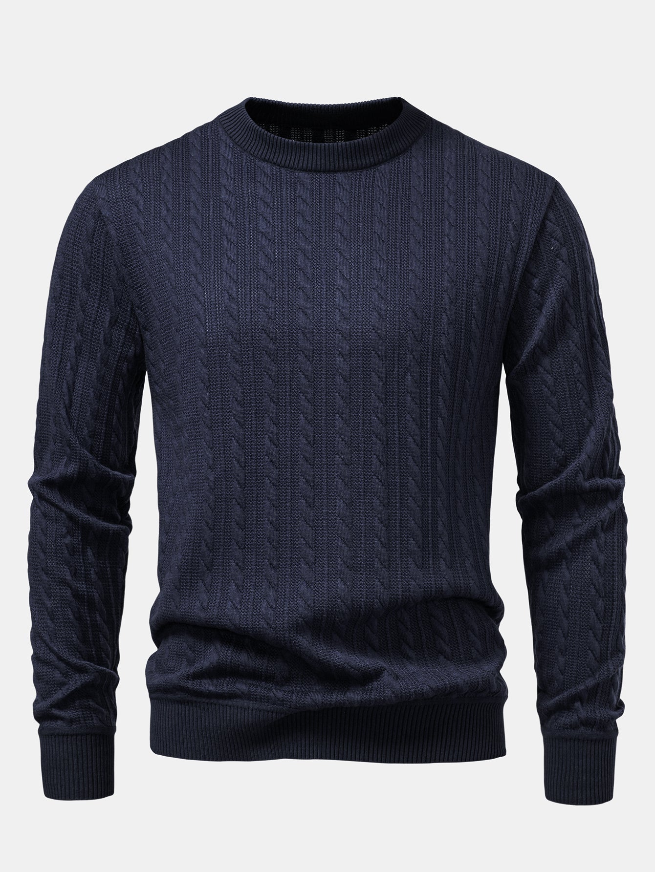 Stripe Jacquard Crew Neck Sweater