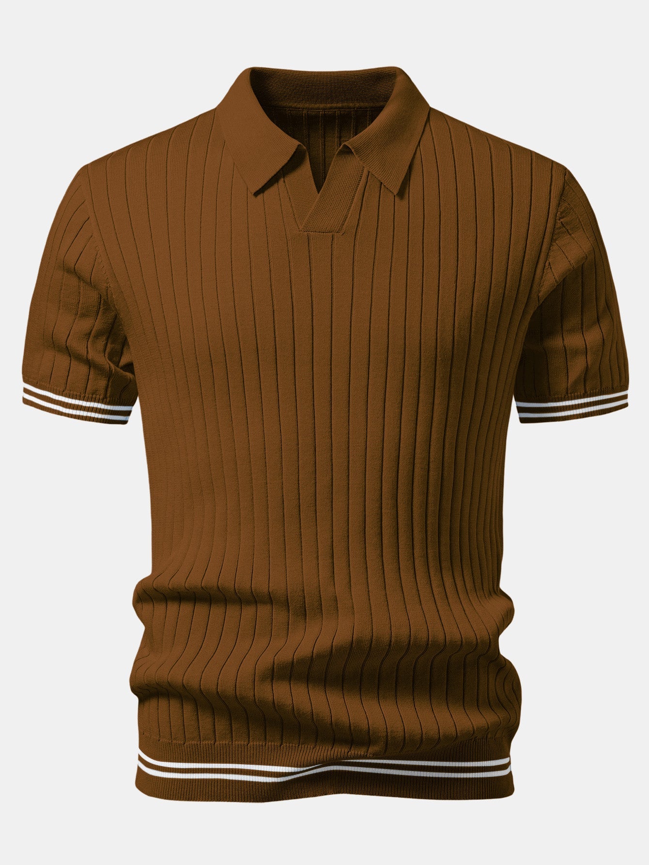 Contrast Trim Johnny Collar Knit Polo
