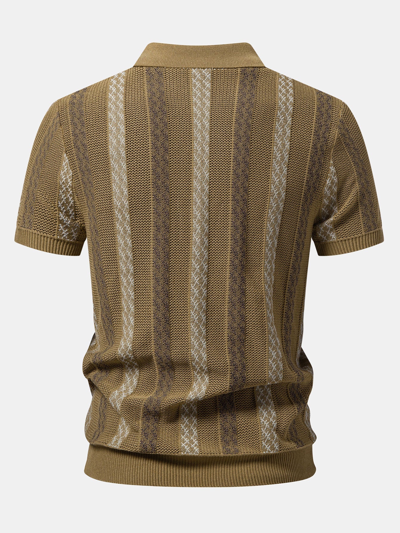 Striped Textured Knit Polo & Elastic Waist Chino Shorts