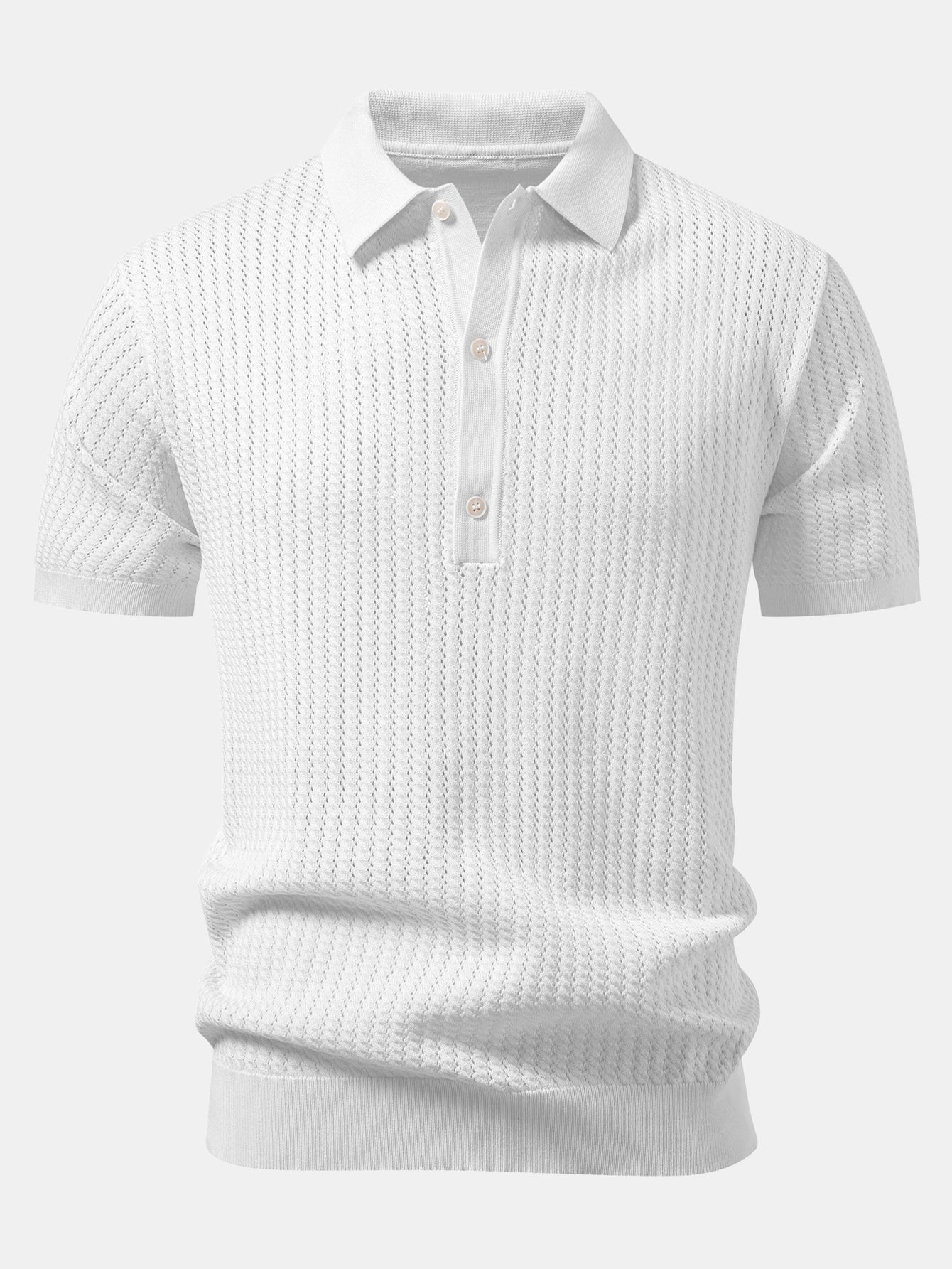 Striped Open Knit Polo