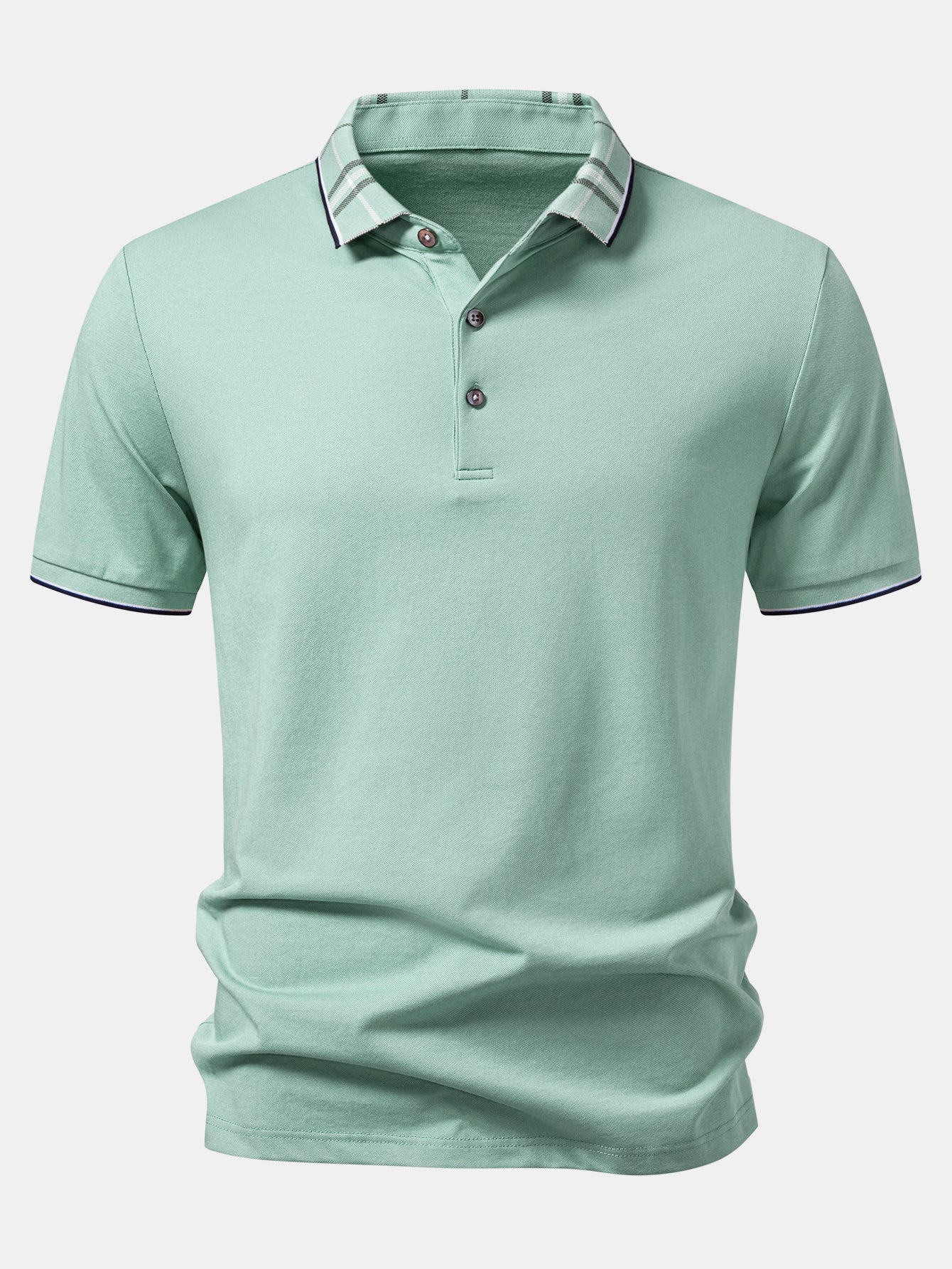 Plaid Collar Polo