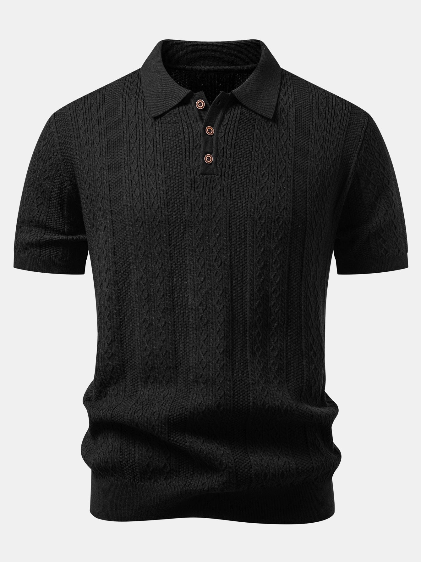 Geometric Jacquard Knit Polo