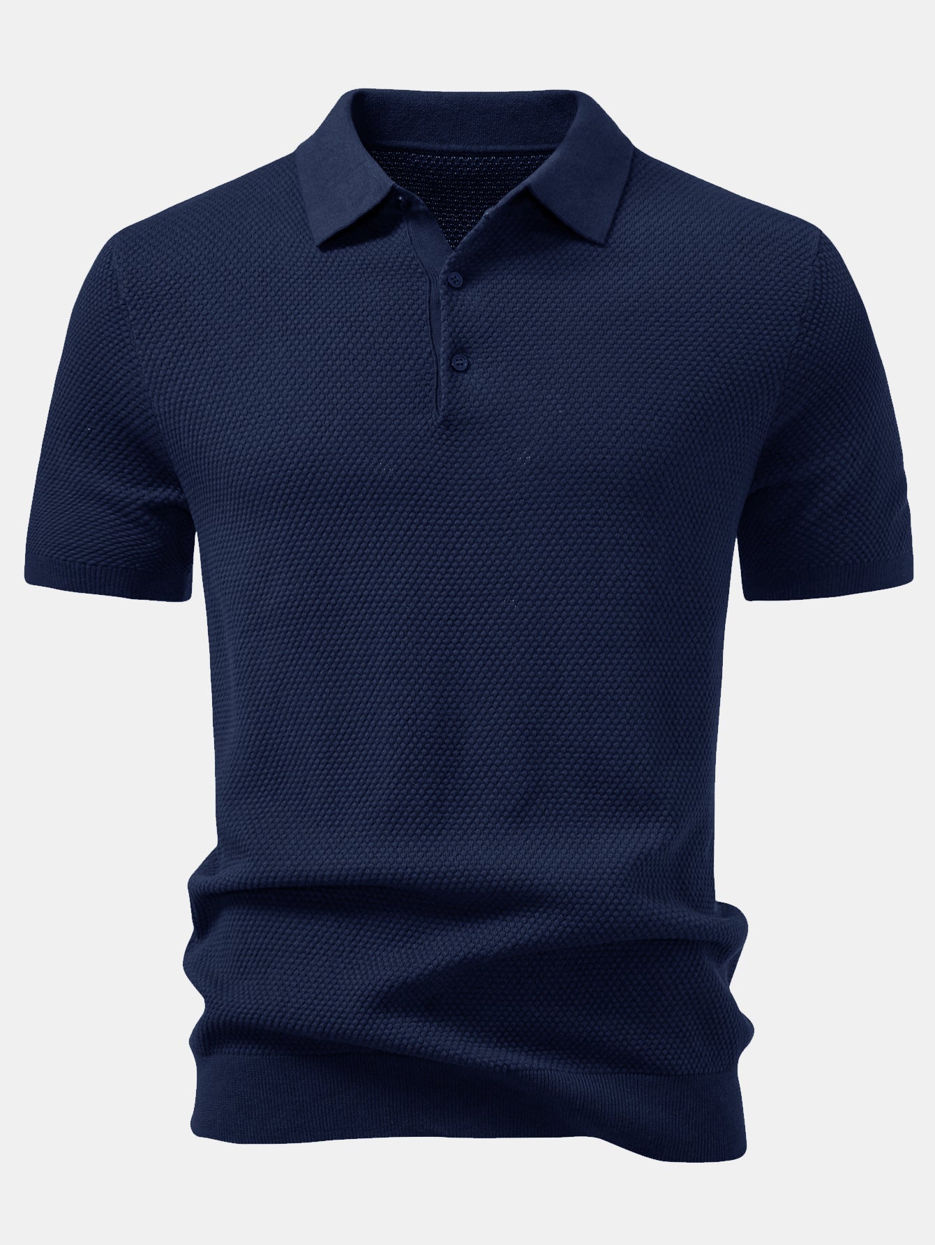 Pineapple Texture Knitted Polo Shirt
