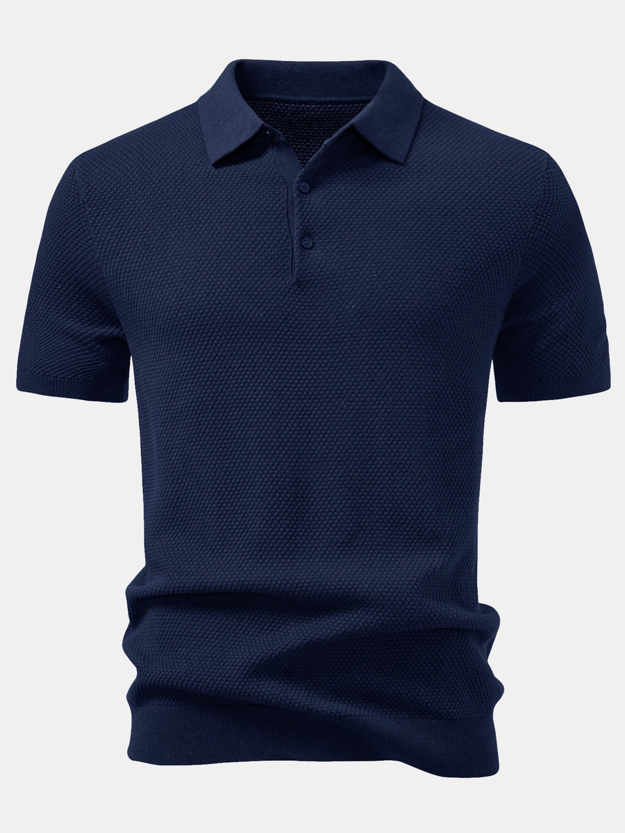 Pineapple Texture Knitted Polo Shirt