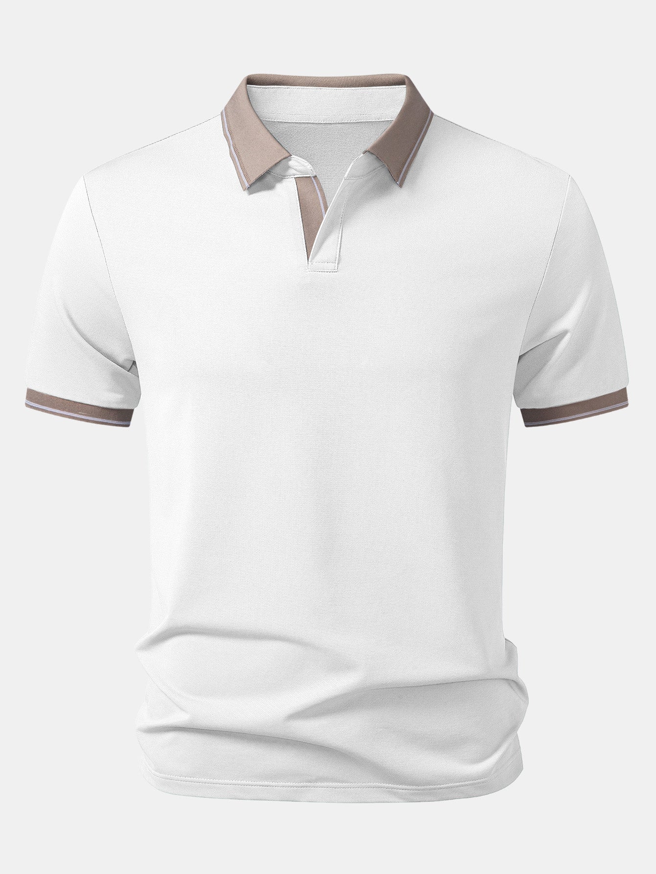 Contrast Trim Johnny Collar Polo