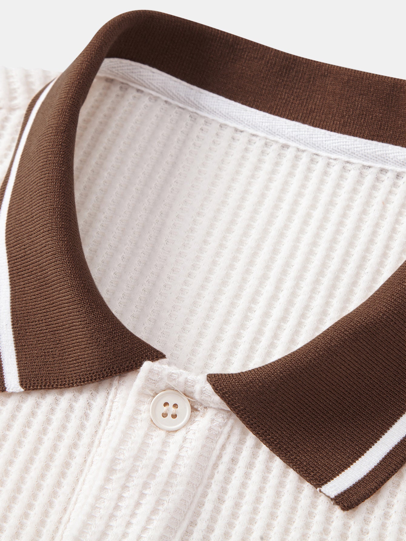 Contrast Stripe Trim Waffle Polo