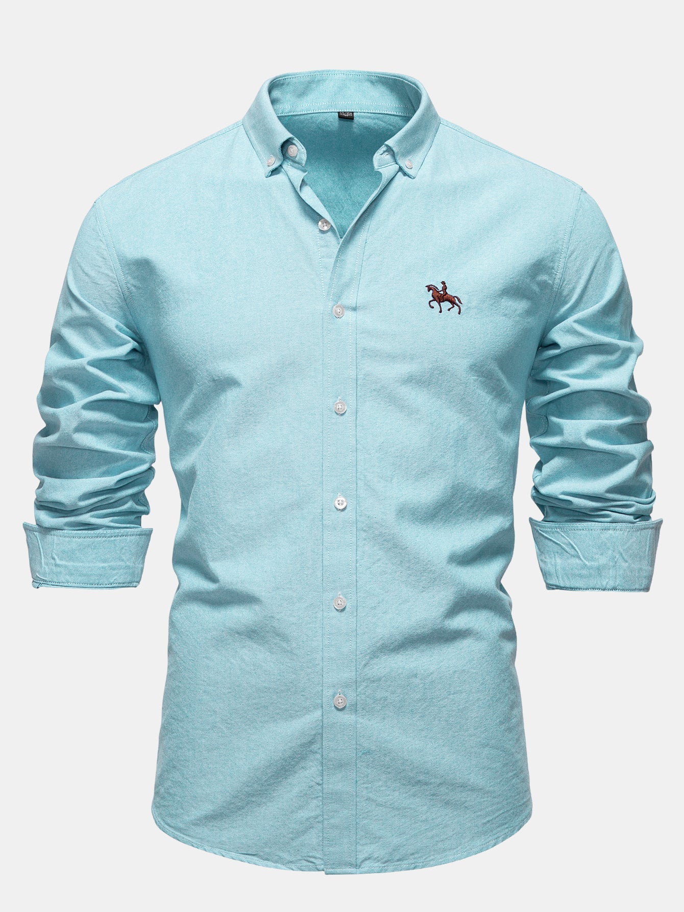 Cowboy Embroidery Cotton Oxford Button Up Shirt