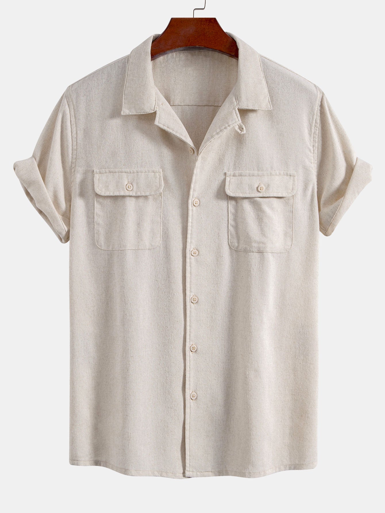 Linen Cuban Shirt With Pockets & Linen Drawstring Shorts