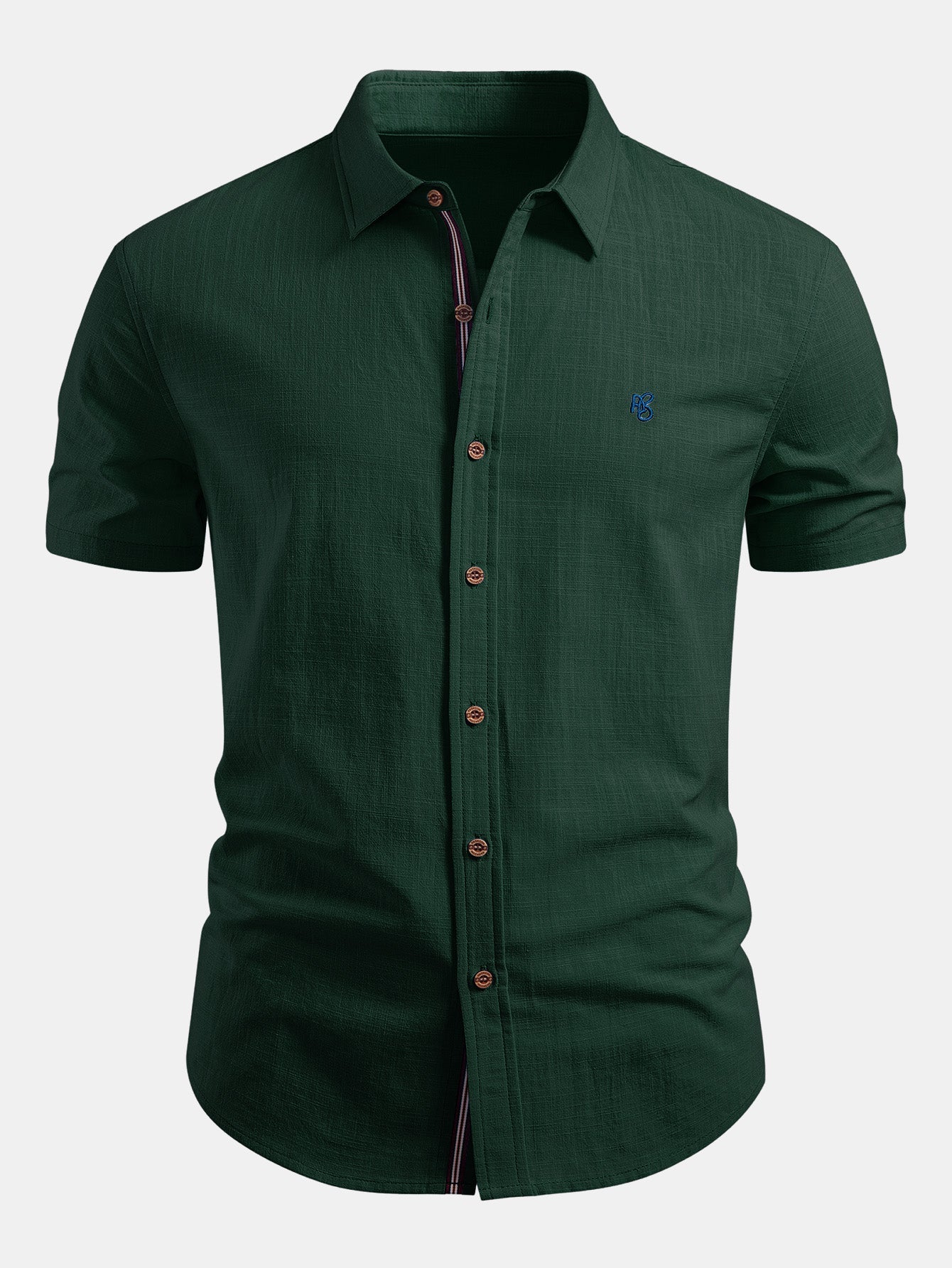 Short Sleeve Linen Look Button Up Shirt