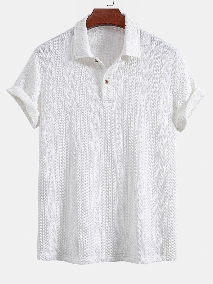 Textured Jacquard Knit Polo Shirt