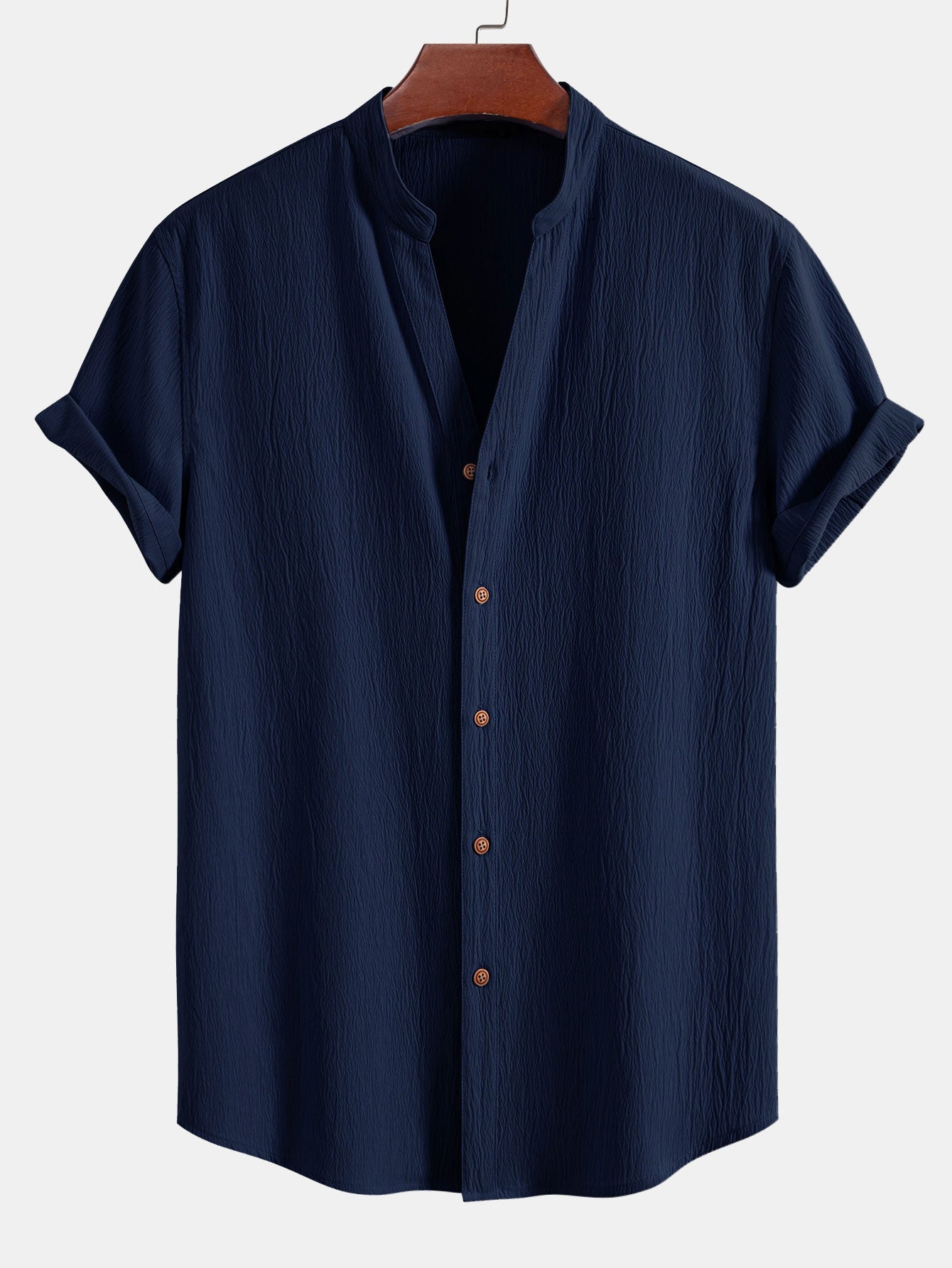 Crinkled Textured V Neck Shirt & Crinkle Textured Straight Leg Pants
