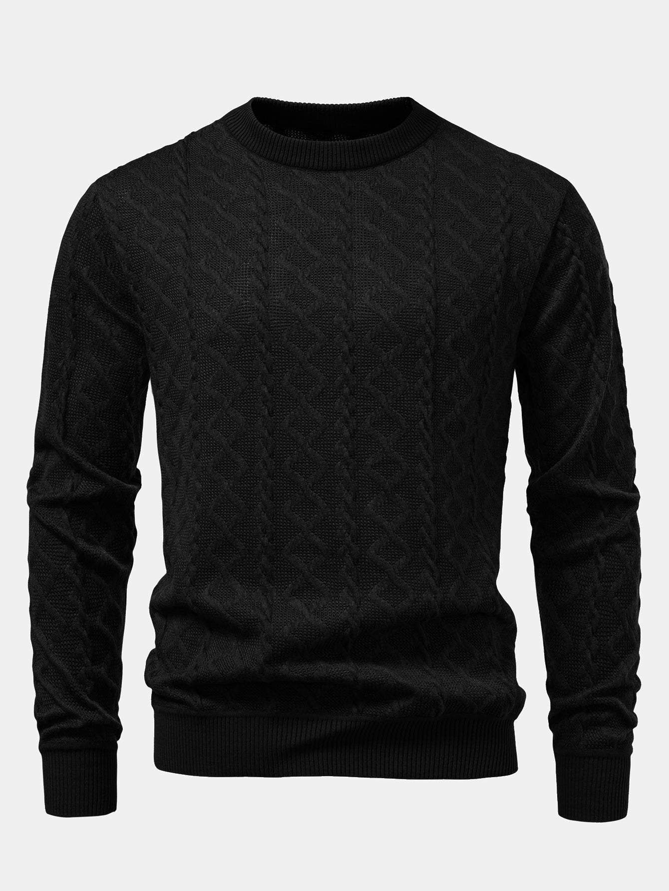Geometric Jacquard Crew Neck Sweater