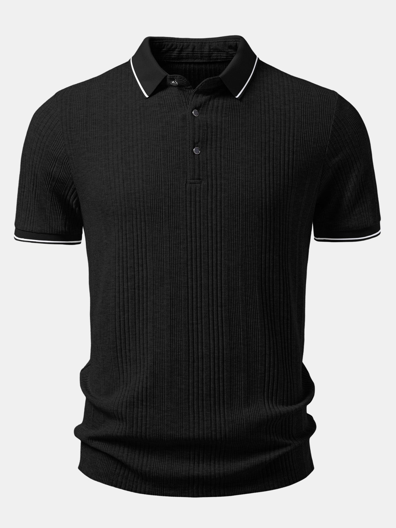 Contrast Stripe Trim Ribbed Polo