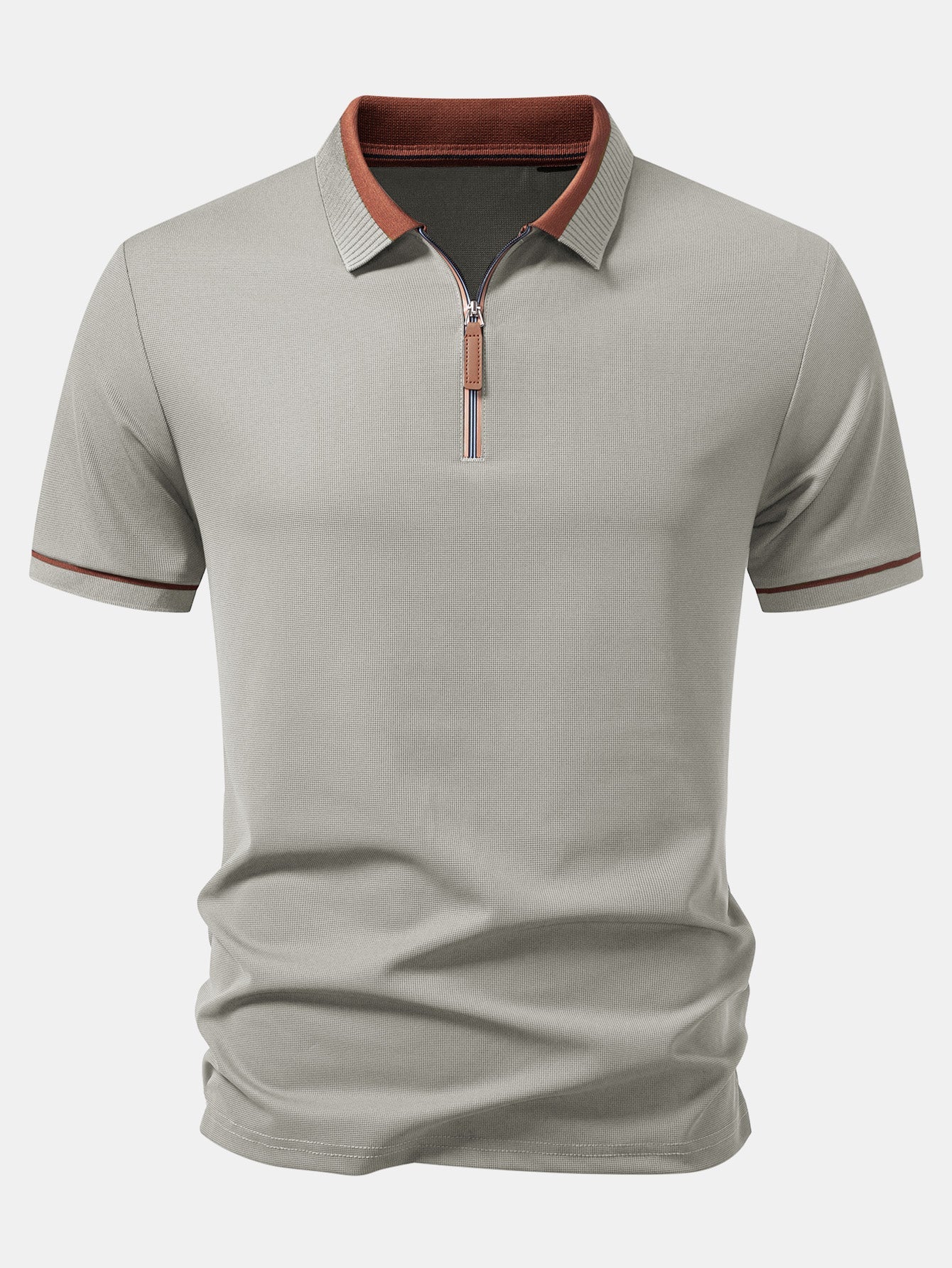 Contrast Trim Zipper Polo