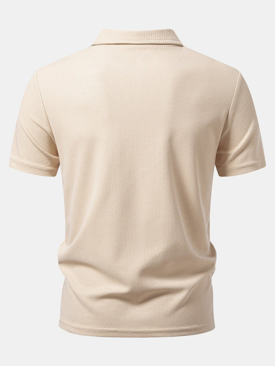 Waffle V Neck Polo