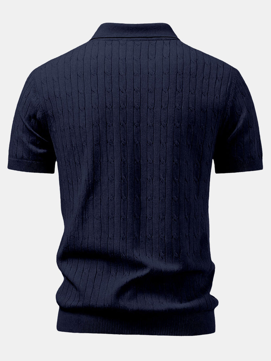 Twisted Jacquard Zipper Knit Polo