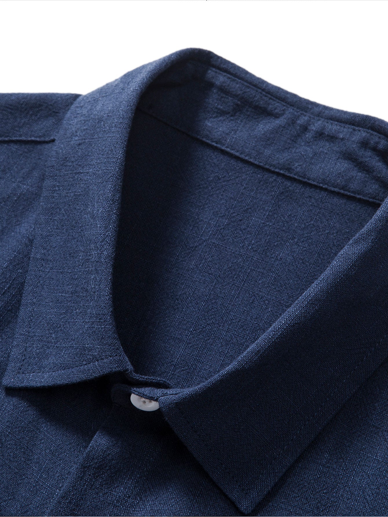 Linen Rayon Blend Button Up Shirt & Wrinkle Textured Straight Leg Pants